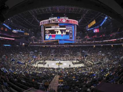 Mar 2, 2023; San Francisco, California, USA; Stadium view of Chase Center during the game between the Golden State Warriors and Los Angeles Clippers. Mandatory Credit: Kelley L Cox-USA TODAY Sports