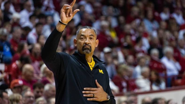 Mar 5, 2023; Bloomington, Indiana, USA; Michigan Wolverines head coach Juwan Howard in the first half against the Indiana Hoosiers at Simon Skjodt Assembly Hall. Mandatory Credit: Trevor Ruszkowski-USA TODAY Sports