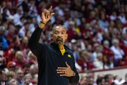 Mar 5, 2023; Bloomington, Indiana, USA; Michigan Wolverines head coach Juwan Howard in the first half against the Indiana Hoosiers at Simon Skjodt Assembly Hall. Mandatory Credit: Trevor Ruszkowski-USA TODAY Sports