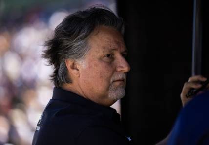 May 26, 2023; Indianapolis, Indiana, USA; IndyCar Series team owner Michael Andretti during Carb Day practice for the Indianapolis 500 at Indianapolis Motor Speedway. Mandatory Credit: Mark J. Rebilas-USA TODAY Sports