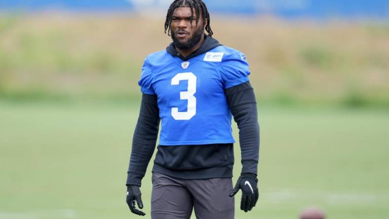 Jun 14, 2023; Thousand Oaks, CA, USA; Los Angeles Rams running back Cam Akers (3) during minicamp at Cal Lutheran University. Mandatory Credit: Kirby Lee-USA TODAY Sports