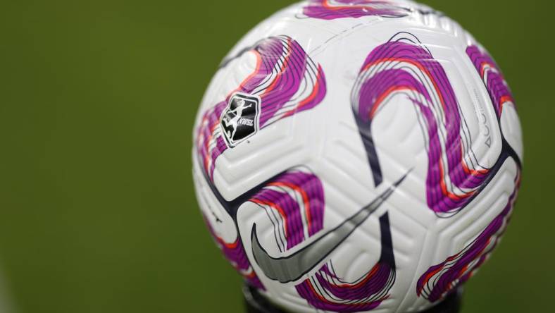 Jul 1, 2023; Washington, District of Columbia, USA; A general view of the game ball before the game between Washington Spirit and Orlando Pride at Audi Field. Mandatory Credit: Geoff Burke-USA TODAY Sports