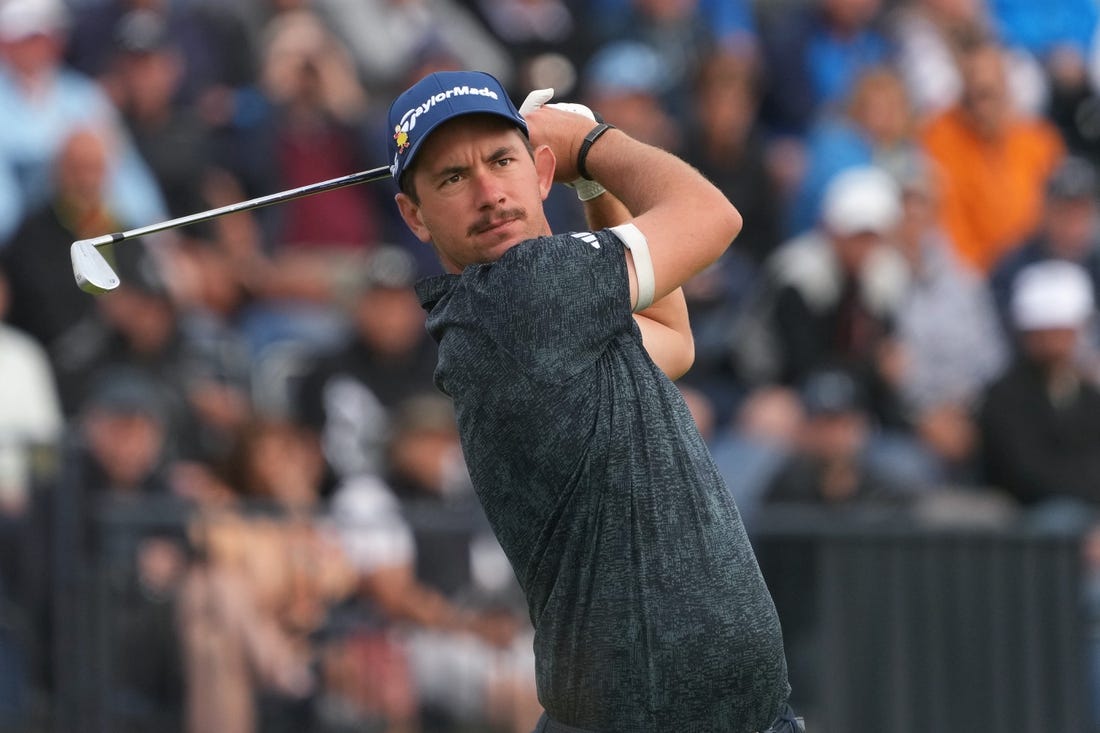 July 20, 2023; Hoylake, ENGLAND, GBR; Lucas Herbert plays his shot from the fourth tee during the first round of The Open Championship golf tournament at Royal Liverpool. Mandatory Credit: Kyle Terada-USA TODAY Sports