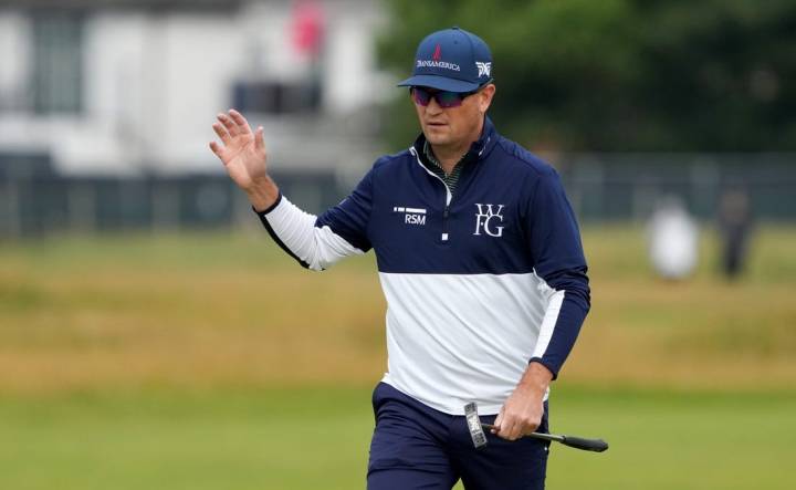 July 21, 2023; Hoylake, ENGLAND, GBR; Zach Johnson reacts after a putt on the second hole during the second round of The Open Championship golf tournament at Royal Liverpool. Mandatory Credit: Kyle Terada-USA TODAY Sports