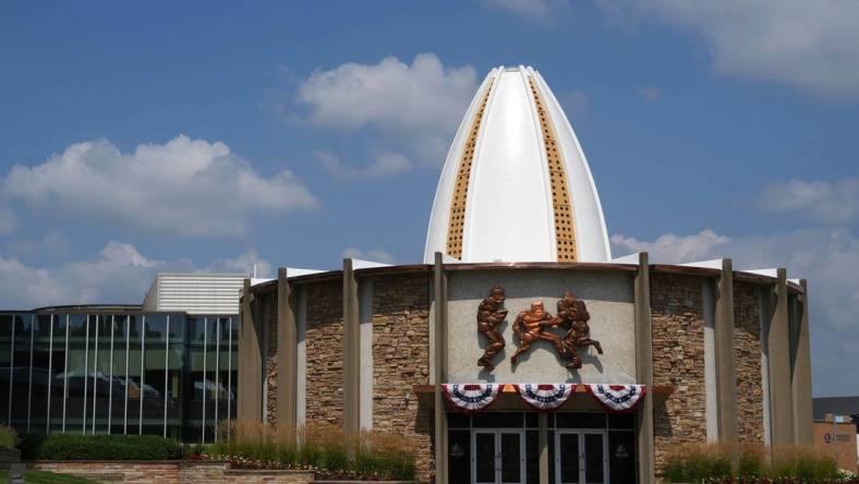 Aug 4, 2023; Canton, OH, USA; A general overall view of the Pro Football Hall of Fame. Mandatory Credit: Kirby Lee-USA TODAY Sports