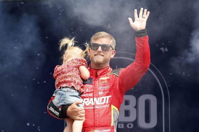 Aug 5, 2023; Brooklyn, Michigan, USA; Xfinity Series driver Justin Allgaier (7) during driver introductions before the Cabo Wabo 250 at Michigan International Speedway. Mandatory Credit: Mike Dinovo-USA TODAY Sports
