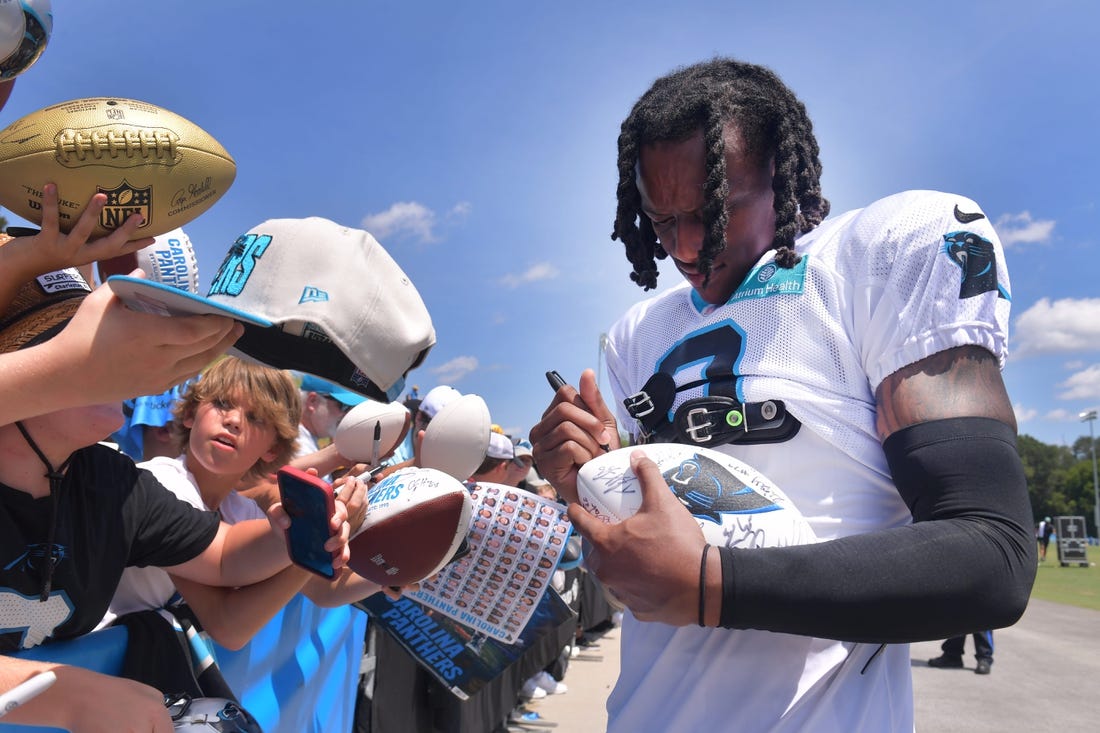 Carolina Panthers' Jaycee Horn during an NFL football game against