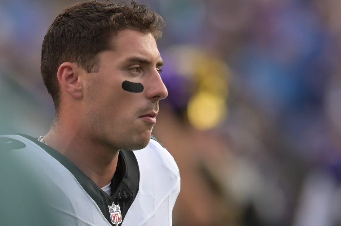 Aug 12, 2023; Baltimore, Maryland, USA;  Philadelphia Eagles quarterback Ian Book (19) walks on the field during the first half against the Baltimore Ravens at M&T Bank Stadium. Mandatory Credit: Tommy Gilligan-USA TODAY Sports
