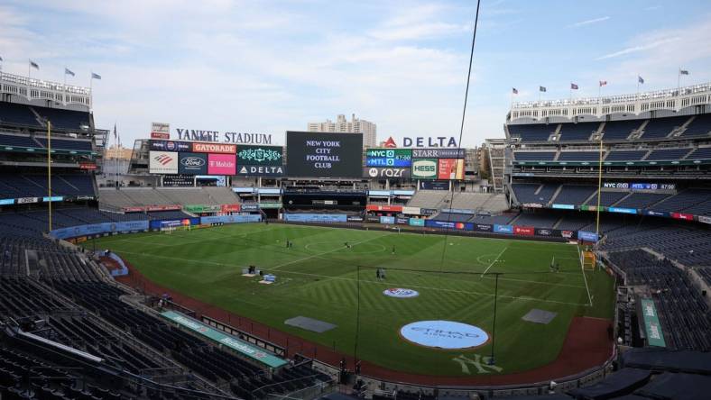 Aug 30, 2023; New York, New York, USA; General view of stadium is seen before the game at Yankee Stadium. Mandatory Credit: Vincent Carchietta-USA TODAY Sports