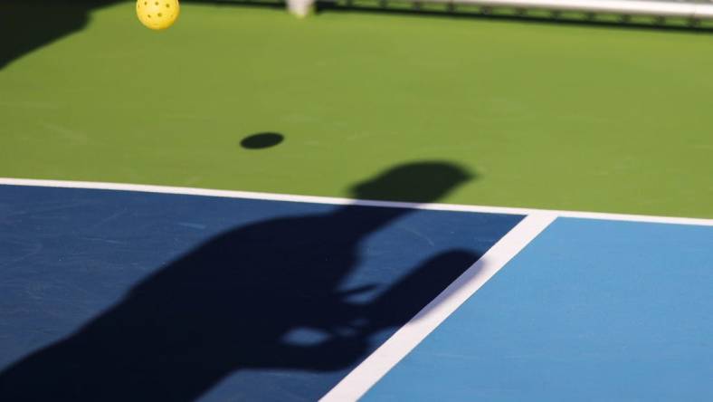 Competitors participate in the first day of the two-day Paddle Tap Pickleball Tournament on Saturday. Aug. 26, 2023, at Whispering Pines Park in Port St. Lucie.