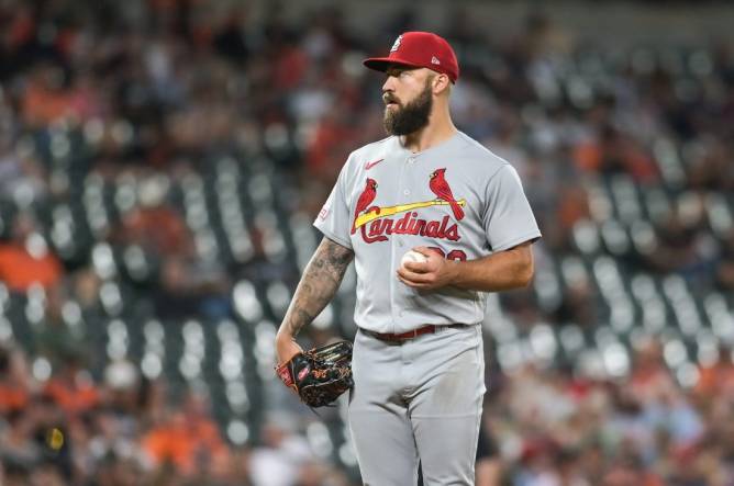 Sep 13, 2023; Baltimore, Maryland, USA; St. Louis Cardinals starting pitcher Drew Rom (38) stands on the pitcher's mound duff the third inning against the Baltimore Orioles  at Oriole Park at Camden Yards. Mandatory Credit: Tommy Gilligan-USA TODAY Sports