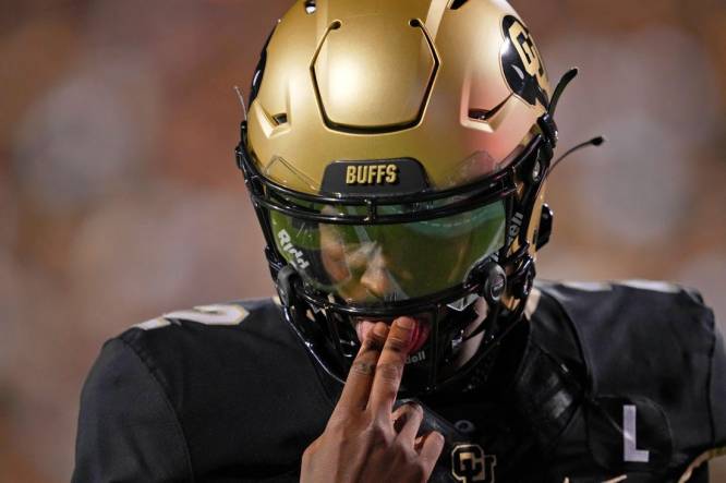 Sep 16, 2023; Boulder, Colorado, USA; Colorado Buffaloes quarterback Shedeur Sanders (2) prepares for a snap against the Colorado State Rams during the first half at Folsom Field. Mandatory Credit: Andrew Wevers-USA TODAY Sports