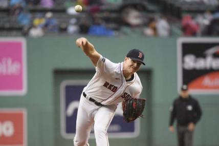 Sep 23, 2023; Boston, Massachusetts, USA; Boston Red Sox starting pitcher Nick Pivetta (37) pitches during the first inning against the Chicago White Sox at Fenway Park. Mandatory Credit: Bob DeChiara-USA TODAY Sports