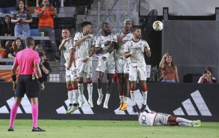 Sep 30, 2023; Houston, Texas, USA; FC Dallas players defend against a shot during the first half by the Houston Dynamo FC at Shell Energy Stadium. Mandatory Credit: Troy Taormina-USA TODAY Sports