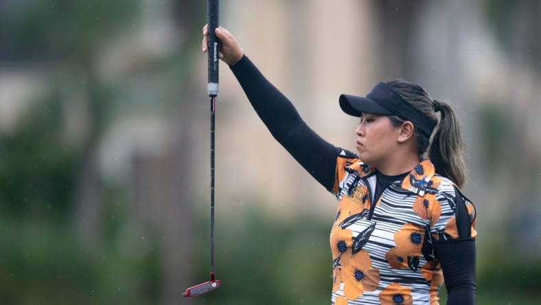 Jasmine Suwannapura (THA) prepares for a put on the 11t hole during the first round of the LPGA's CME Group Tour Championship, Thursday, Nov. 18, 2021, at Tibur  n Golf Club at the Ritz-Carlton Golf Resort in Naples, Fla.

LPGA's CME Group Tour Championship first round