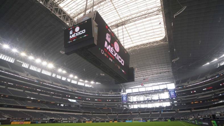 May 28, 2022; Arlington, TX, USA; General view of AT&T Stadium before the international friendly matchup between Mexico and Nigeria. Mandatory Credit: Chris Jones-USA TODAY Sports