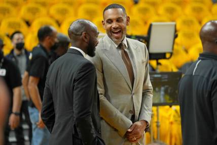 Jun 2, 2022; San Francisco, California, USA; Former NBA player Grant Hill before game one of the 2022 NBA Finals between the Golden State Warriors and the Boston Celtics at Chase Center. Mandatory Credit: Darren Yamashita-USA TODAY Sports