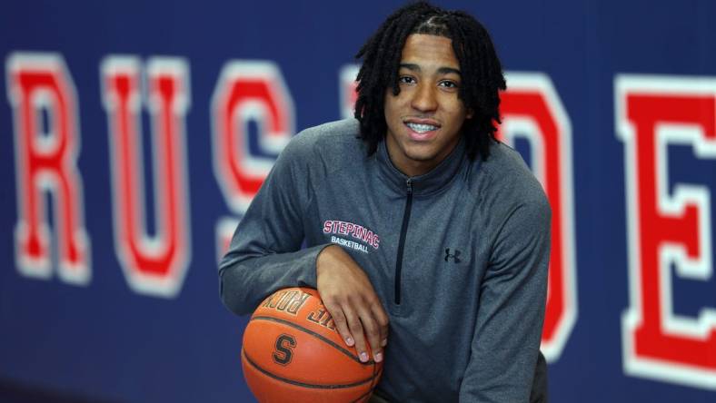 Stepinac's Boogie Fland is the Westchester/Putnam Boys Basketball Player of the Year. He is photographed at Stepinac High School in White Plains April 19, 2023.

Stepinac S Boogie Fland