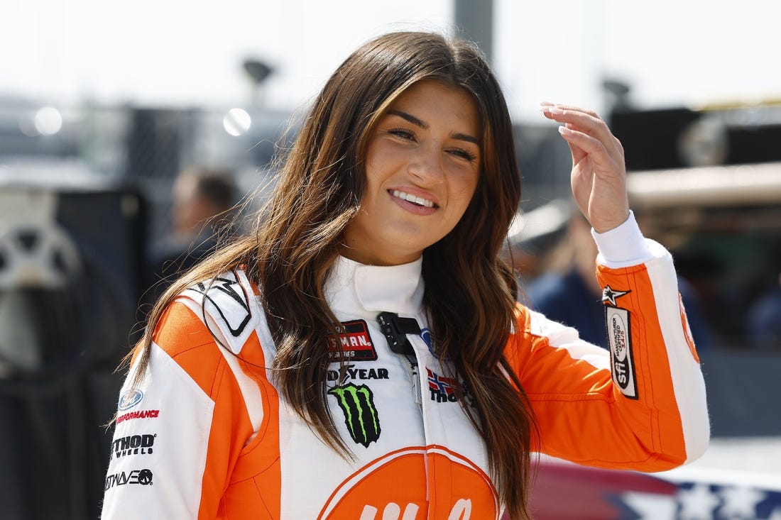 May 6, 2023; Kansas City, Kansas, USA; NASCAR Truck Series driver Hailie Deegan (13) during Truck Series practice and qualifying at Kansas Speedway. Mandatory Credit: Mike Dinovo-USA TODAY Sports