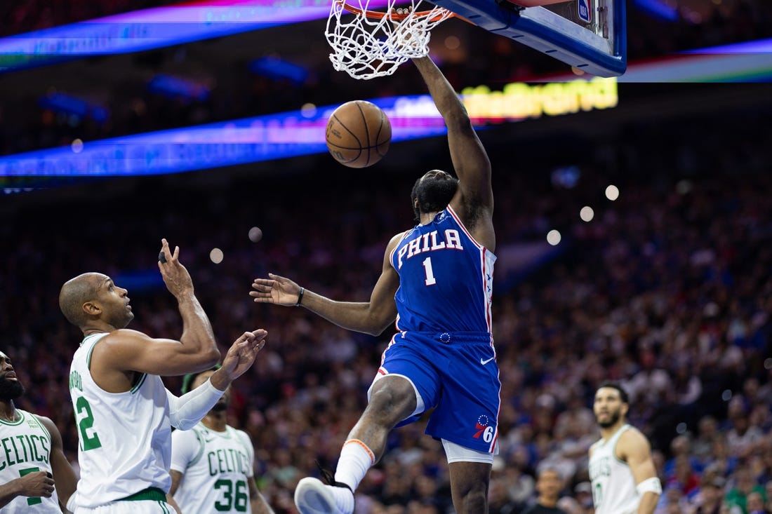 James Harden was back at the 76ers facility on Wednesday, but his future in Philadelphia remains unclear. Mandatory Credit: Bill Streicher-USA TODAY Sports