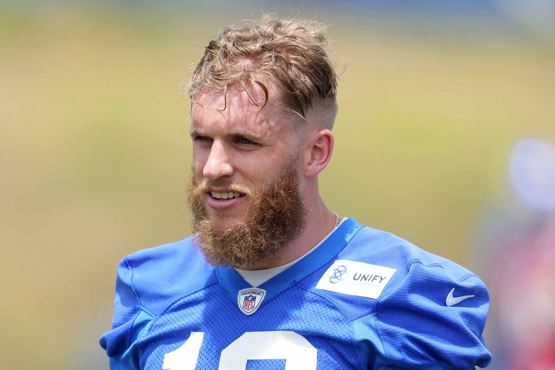 Jun 14, 2023; Thousand Oaks, CA, USA; Los Angeles Rams receiver Cooper Kupp (10) during minicamp at Cal Lutheran University. Mandatory Credit: Kirby Lee-USA TODAY Sports