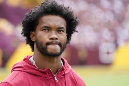 Sep 10, 2023; Landover, Maryland, USA; Arizona Cardinals quarterback Kyler Murray (1) stands on the sidelines before the start of the Washington Commanders and Arizona Cardinals game at FedExField. Mandatory Credit: Brent Skeen-USA TODAY Sports