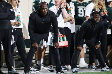 Michigan State head coach Mel Tucker watches a play against Central Michigan from the sideline during the second half at Spartan Stadium in East Lansing on Friday, Sept. 1, 2023.