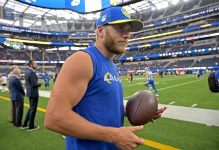 Sep 17, 2023; Inglewood, California, USA; Los Angeles Rams wide receiver Cooper Kupp (10) walks on the field prior to the game against the San Francisco 49ers at SoFi Stadium. Mandatory Credit: Jayne Kamin-Oncea-USA TODAY Sports