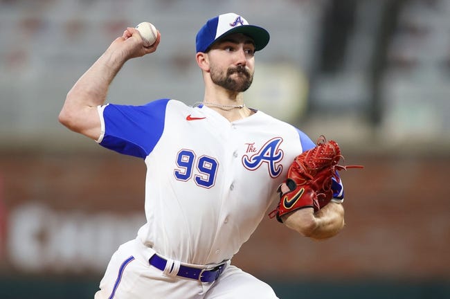 Sep 30, 2023; Atlanta, Georgia, USA; Atlanta Braves starting pitcher Spencer Strider (99) throws against the Washington Nationals in the third inning at Truist Park. Mandatory Credit: Brett Davis-USA TODAY Sports