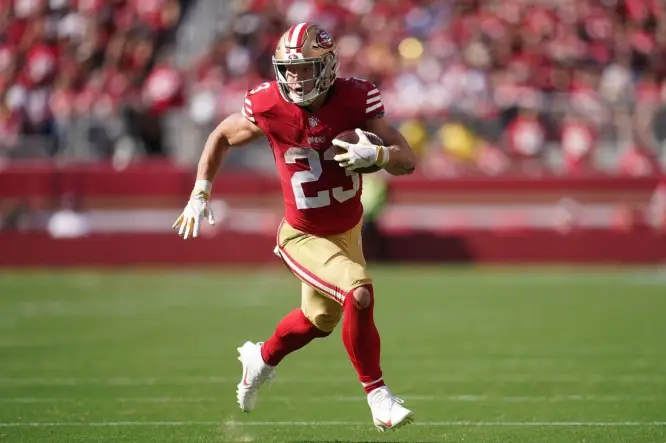 Christian McCaffrey 23 San Francisco 49ers football player glitch