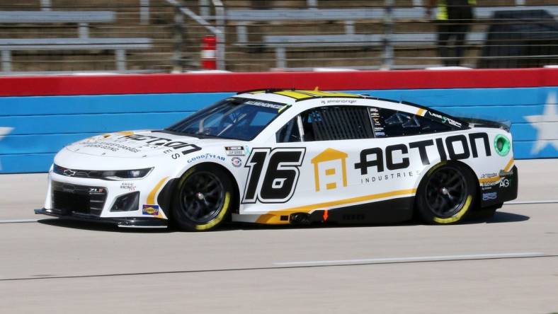 Sep 23, 2023; Fort Worth, Texas, USA;  NASCAR Cup driver AJ Allmendinger (16) during practice for the AutoTrader EchoPark Automotive 400 at Texas Motor Speedway. Mandatory Credit: Michael C. Johnson-USA TODAY Sports