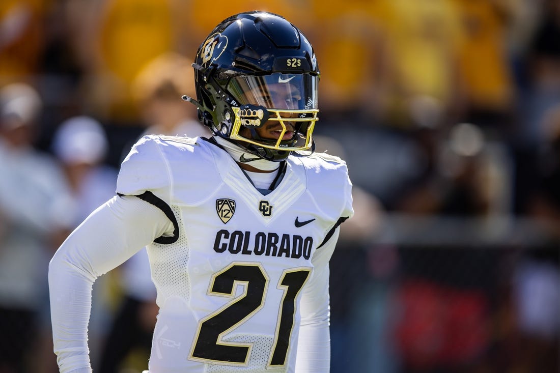 Oct 7, 2023; Tempe, Arizona, USA; Colorado Buffaloes safety Shilo Sanders (21) against the Arizona State Sun Devils at Mountain America Stadium, Home of the ASU Sun Devils. Mandatory Credit: Mark J. Rebilas-USA TODAY Sports