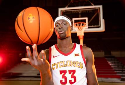 Omaha Biliew stands for a photo during Iowa State men's basketball media day at Hilton Coliseum, Wednesday, Oct. 11, 2023.