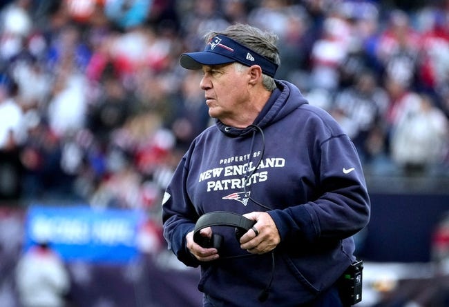 Patriots coach Bill Bellichick watches from the sidelines as New England executes their final two plays in their 29-25 win over Buffalo Sunday.