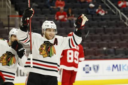 Longtime Chicago Blackhawks right wing Patrick Kane (88) is reportedly joining the Detroit Red Wings. Mandatory Credit: Rick Osentoski-USA TODAY Sports