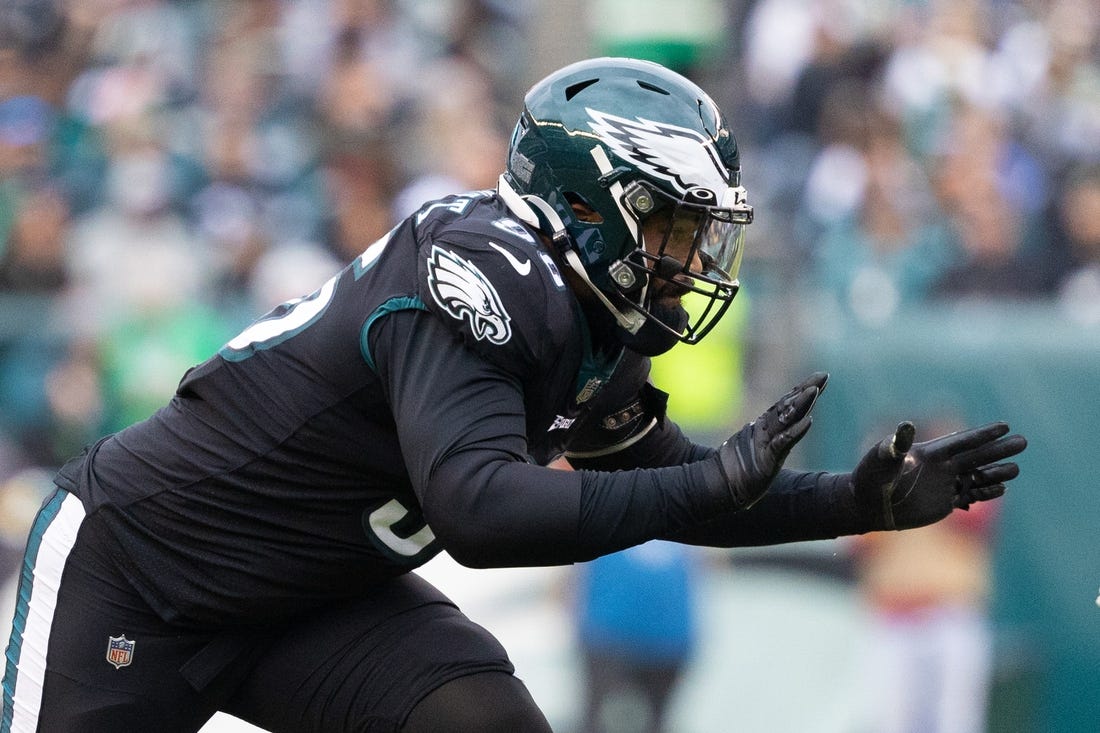 Nov 21, 2021; Philadelphia, Pennsylvania, USA; Philadelphia Eagles defensive end Derek Barnett (96) in action against the New Orleans Saints at Lincoln Financial Field. Mandatory Credit: Bill Streicher-USA TODAY Sports