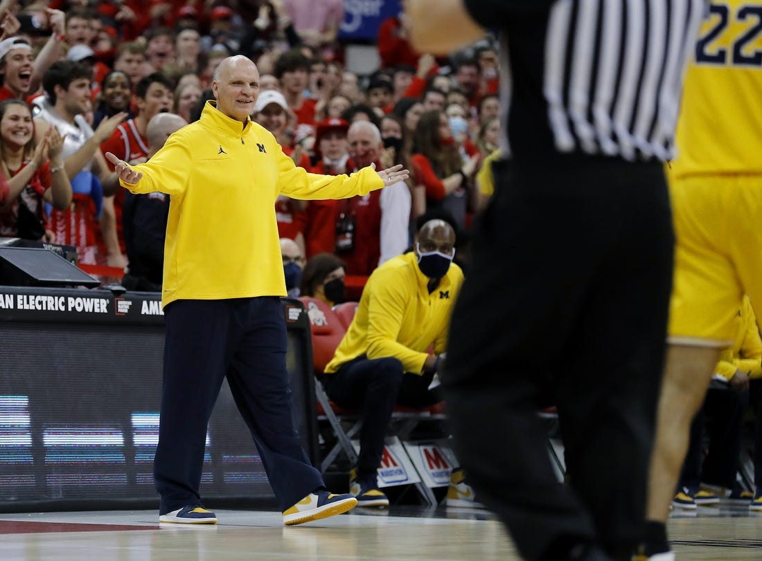 Michigan Wolverines interim head coach Phil Martelli during the first half against the Ohio State Buckeyes at Value City Arena. Mandatory Credit: Joseph Maiorana-USA TODAY Sports