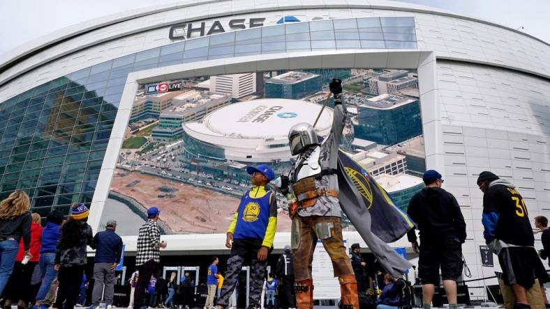 May 26, 2022; San Francisco, California, USA; A general view outside of Chase Center before game five of the 2022 western conference finals between the Golden State Warriors and the Dallas Mavericks. Mandatory Credit: Cary Edmondson-USA TODAY Sports