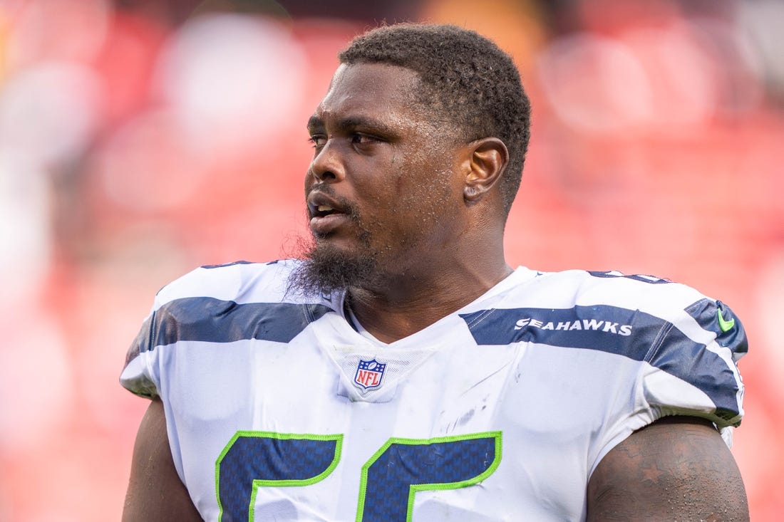 September 18, 2022; Santa Clara, California, USA; Seattle Seahawks guard Gabe Jackson (66) after the game against the San Francisco 49ers at Levi's Stadium. Mandatory Credit: Kyle Terada-USA TODAY Sports