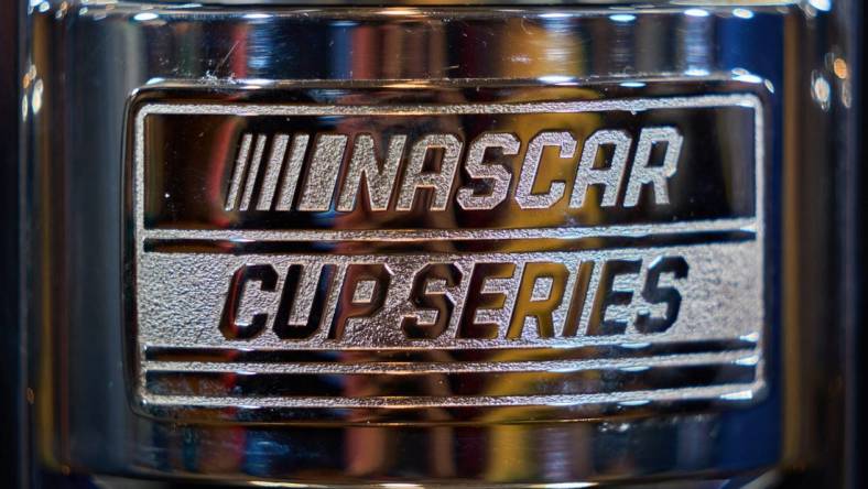 The NASCAR Cup Series logo is shown on the champions trophy during NASCAR media day at Phoenix Convention Center on Thursday, Nov. 3, 2022.

Nascar Nascar Championship Media Day