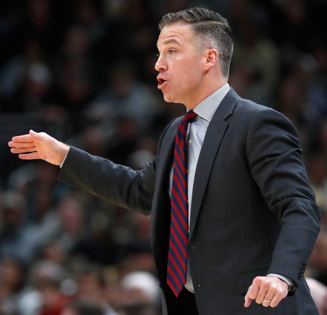 Davidson Wildcats head coach Matt McKillop yells down court during the Indy Classic NCAA men   s basketball doubleheader against the Purdue Boilermakers, Saturday, Dec. 17, 2022, at Gainbridge Fieldhouse in Indianapolis. Purdue won 69-61.

Purduedavidsonmbb121722 Am13657