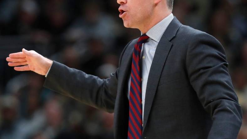 Davidson Wildcats head coach Matt McKillop yells down court during the Indy Classic NCAA men   s basketball doubleheader against the Purdue Boilermakers, Saturday, Dec. 17, 2022, at Gainbridge Fieldhouse in Indianapolis. Purdue won 69-61.

Purduedavidsonmbb121722 Am13657