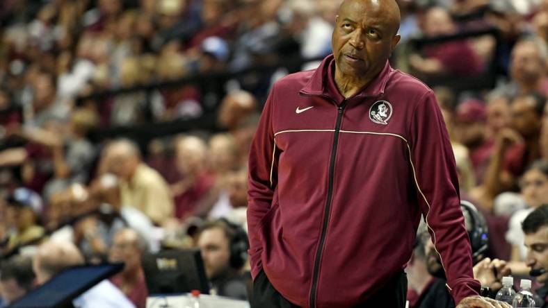 Florida State Seminoles head coach Lenoard Hamilton during the second half against the North Carolina Tar Heels at Donald L. Tucker Center. Mandatory Credit: Melina Myers-USA TODAY Sports