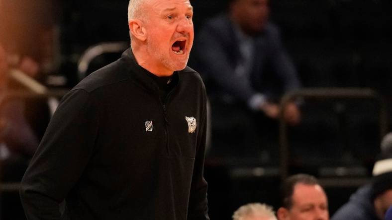 Mar 8, 2023; New York, NY, USA;  Butler Bulldogs head coach Thad Matta at Madison Square Garden. Mandatory Credit: Robert Deutsch-USA TODAY Sports