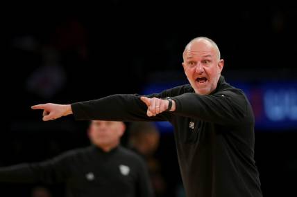 Mar 8, 2023; New York, NY, USA; Butler Bulldogs head coach Thad Matta coaches against the St. John's Red Storm during the second half at Madison Square Garden. Mandatory Credit: Brad Penner-USA TODAY Sports