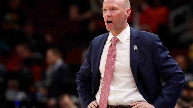 Maryland Terrapins head coach Kevin WIllard yells down court during the Big Ten Men   s Basketball Tournament game against the Minnesota Golden Gophers, Thursday, March 9, 2023, at United Center in Chicago. Maryland Terrapins won 70-54.

Minnmary030923 Am13642