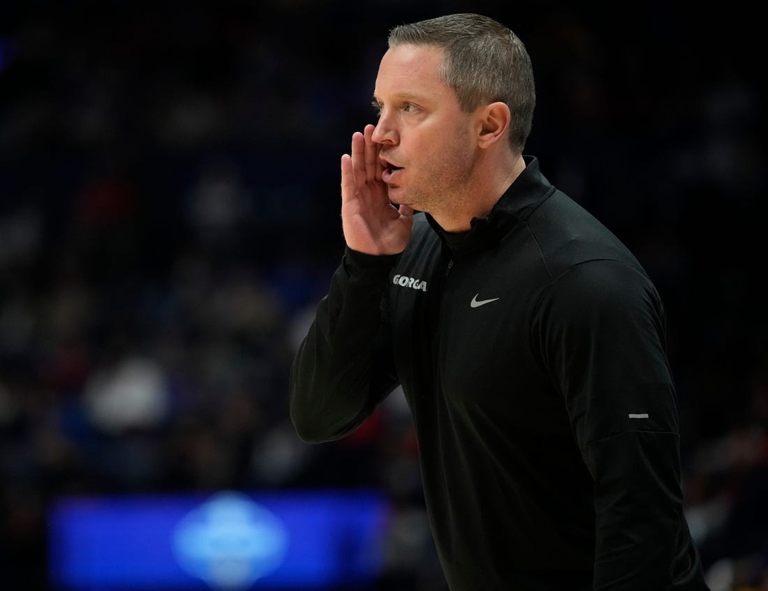 Georgia head coach Mike White yells at his team during the first half of a first round SEC Men   s Basketball Tournament game against LSU at Bridgestone Arena Wednesday, March 8, 2023, in Nashville, Tenn.

Sec Basketball Lsu Vs Georgia