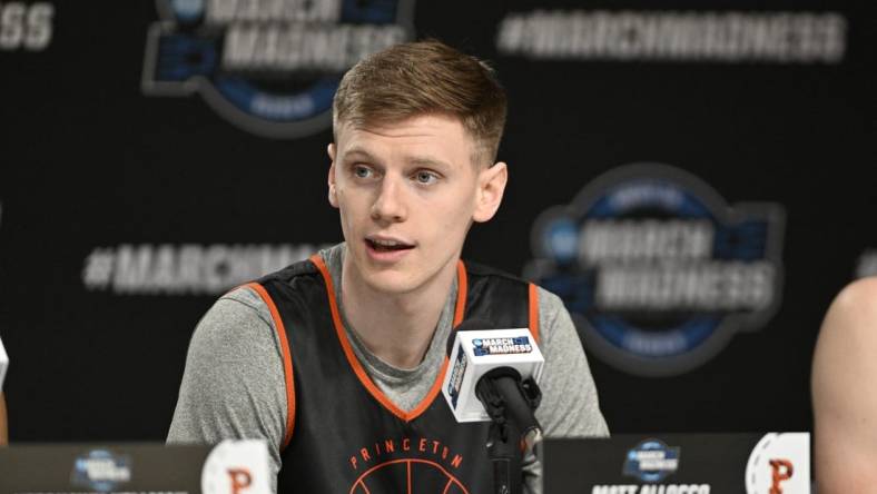 Princeton guard Matt Allocco scored 21 points and the Tigers took down Rutgers in the opener on Monday night. Mandatory Credit: Jamie Rhodes-USA TODAY Sports