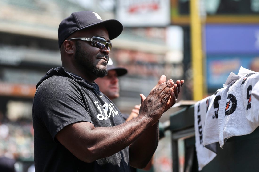 Detroit Tigers assistant hitting coach James Rowson watches a play during the fifth inning against Kansas City Royals at Comerica Park in Detroit on Wednesday, June 21, 2023.