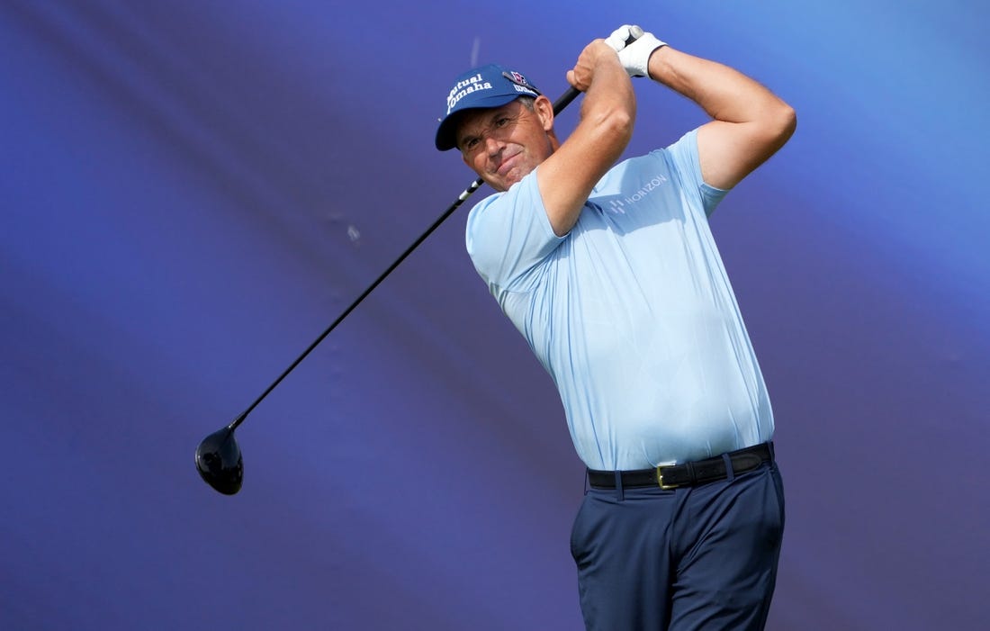 July 21, 2023; Hoylake, ENGLAND, GBR; Padraig Harrington plays on the eighth hole during the second round of The Open Championship golf tournament at Royal Liverpool. Mandatory Credit: Kyle Terada-USA TODAY Sports